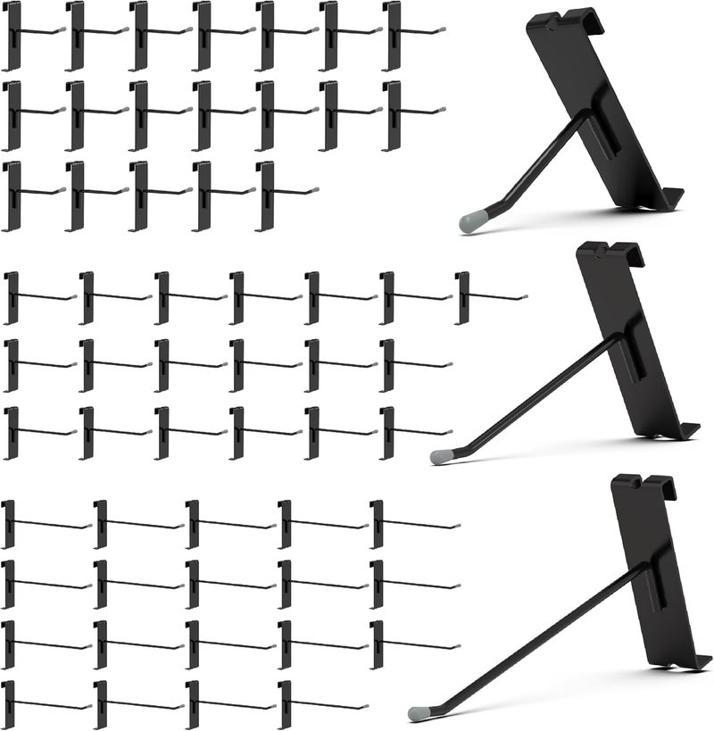 BFPeaky 60pc Black Gridwall Hooks, 2 Inch, 4 Inch, 6 Inch - Heavy Duty Grid Wall Hooks for Tool Organization, Garage, Workshop, Craft Room, Retail Display & Home Organization (2+4+6 Inch) - Image 1